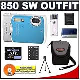 Buy Olympus Stylus 850SW 8MP Waterproof Digital Camera with Image Stabilized 3x Optical Zoom (Blue) +... by Olympus