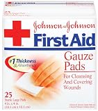 Johnson & Johnson First Aid Gauze Pads (4 x 4-inch), 25-Count Large Pads (Pack of 2)