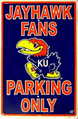University of Kansas Jayhawk Fans Parking Only NCAA Tin Sign