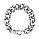Steel Skull Links Chunky Mens Bracelet