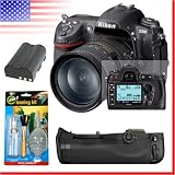Nikon D300 Digital SLR Camera Body with extra EN-EL3e battery, MB-D10 battery grip, and deluxe cleaning kit.