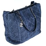Chanel Large Tote Bag 93925 Serpent Leather Navy Blue