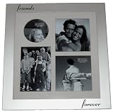 Friends Forever - 4 Picture Multi Brushed Silver Photo Frame Gift - 2 Pictures 4 x 4, 1 Picture 3 x 3 & 1 Picture 5 X 3.5 inches