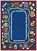 Joy Carpets Faith Based Bible Train 1493 Blue Kid's Room 7'7