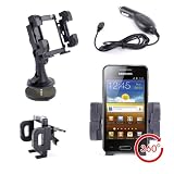 DURAGADGET Support Voiture Multifonction 3 en 1 pour Samsung Galaxy Ace, Ace Plus, Galaxy S II, Galaxy Note, Galaxy S, Wave II, Galaxy S SCL, Galaxy Mini, Wave 3, Galaxy S Plus, Wave, Galaxy Nexus, S5660, Omnia W, Wave 578, B7510, Nexus S, Galaxy Naos, Galaxy Beam, Samsung Galaxy S3, Galaxy S III, Galaxy Pocket, Galaxy S WiFi 4.2, Galaxy S Advance, Galaxy Y, Galaxy Xcover, Omnia M, Wave M, Galaxy Chat, Samsung Wave M noir - Open Market, Wave 575, Galaxy Mini 2, Galaxy Note 2, Galaxy S Duos, ATIV S, Galaxy Music, Galaxy S3 Mini, Galaxy Premier GT-I9260, Galaxy S4, Ativ Odyssey, Galaxy Grand Duos GT I8092, Galaxy S IV - Support grille d'a�ration, Pare-brise et Tableau de bord + Chargeur Voiture Bonuspar Duragadget