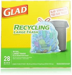 Glad Outdoor Drawstring Recycling Trash Bags, Large, 28 Count