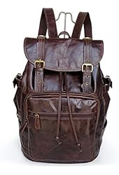 CLELO B6085 Men's Genuine Leather Backpack Hiking Travel Camping Bag