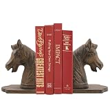 Vintage Western Horse Head Weathered Cast Iron Bookends Set of 2
