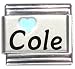 Cole Light Blue Heart Laser Name Italian Charm Link