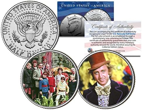 WILLY WONKA & THE CHOCOLATE FACTORY Movie Colorized JFK Half Dollar 2-Coin Set