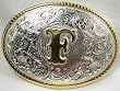 SILVER/GOLD PLATED  MONOGRAM LETTER "F" BELT BUCKLE