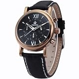 Orkina Mens Black Dial 6 Hands Coffee Case Sport Quartz Wrist Watch Gift