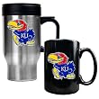 Kansas Jayhawks NCAA Stainless Travel Mug And Ceramic Mug Set by Great American Products
