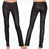 PUNKY GLITSY SEXY UBER COOL BLACK LEATHER LOOK STRETCH...