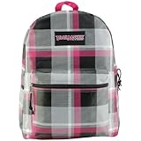 Pink & Gray Plaid Checkered Trail Maker Classic School Book Bag Backpack