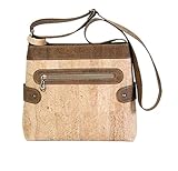 Artelusa Natural Cork Shoulder Bag With Front Zipper in Natural Beige Made in Portugal
