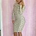White Unique Sexy Back Hollow Long Sleeve Stone Line New Hot Bandage Party Dress