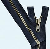 32" Jacket Zipper Heavy Weight ~ YKK #7 Antique Brass Separating ~ 560 Navy (1 Zipper)