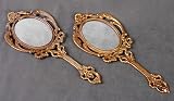 Set of 2 Dressing Table Hand Mirrors in Antique Finish by AA Importing