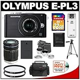 Olympus PEN E-PL3 Micro 4/3 Digital Camera & 14-42mm II Lens (Black) with M.Zuiko 40-150mm Lens + 32GB Card + Battery + Case + Telephoto/Wide-Angle Lens Set + Filters + Tripod Kit (Refurbished by Olympus)