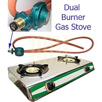 Portable Propane Gas Stove 2 Double Burner Range BBQ and New Regulator Hose