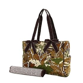 Camouflage Mossy Oak Hunting Camo Baby Diaper Tote Bag Handbag w/ Matching Changing Pad - Monogrammable - 2pc set includes Changing Pad OR choose 3pc set w/ Changing Pad + Wipe/Accessory Bag