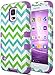ULAK Galaxy S5 Case, 3-Piece Shock Absorbing Dual Layer Protective Case with Soft Silicone Skin Hard PC Grip Cover for Samsung Galaxy S5 (2014) Green Wave + Purple