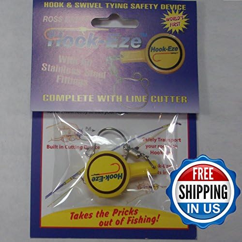 Hook-Eze YELLOW, Fishing Hook Cover & Safety Tieing Device