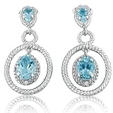 Apatite and Diamond Dangle Earrings set in Sterling Silver 1 1/2ct tgw