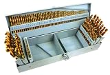 Complete Pro-Grade 115-Piece Titanium Drill Bit Set - Fractional, Numbered, Lettered Bits - Metal Index Case