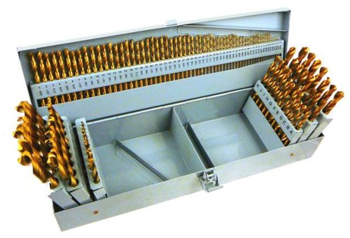 Complete Pro-Grade 115-Piece Titanium Drill Bit Set - Fractional, Numbered, Lettered Bits - Metal Index Case