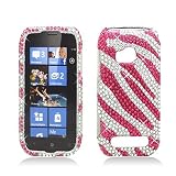 PINK ZEBRA Rhinestone/Crystal/Bling/Diamond Hard Case Cover For Nokia Lumia 710 (T-Mobile)