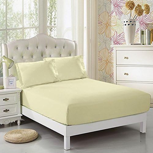 Royal Legend Linen Luxury Soft 750-Thread-Count 100% Egyptian Cotton California Queen 1 Piece Fitted Sheet 15" Deep Pocket, Solid Ivory