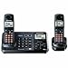 Panasonic KX-TG9382T 2-Line Expandable Digital Cordless Phone with Answering System, Metallic Black, 2 Handsets
