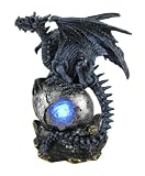 Gothic Skeleton Dragon On Glowing LED Egg Statue