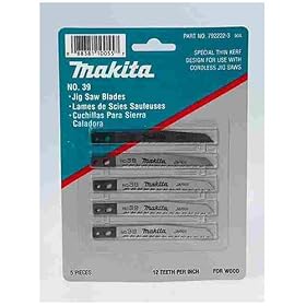 Makita 792222-3 3-5 32 x 12TPI Jig Saw Blades for Cordless Saws 5 Pack by Makita