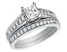 Diamond Princess Engagement Ring & Wedding Band Set 4/5 Carat (ctw) in 14K White Gold