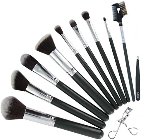 ICINI Synthetic Makeup Brush Set (11 Piece) - Grey