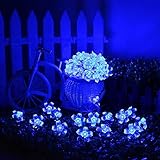 Tutent 50 LED ソーラー クリスマスライト フラワーライト ブルー ７メートル/21ft フェアリーライト ガーデン/芝生/パティオ/クリスマスツリー/休日/パーティー/屋内/屋外 装飾花