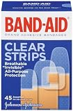 Band-Aid Brand Adhesive Bandages, Clear Transparent, 45-Count Assorted Sizes (Pack of 6)