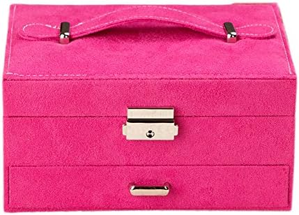 Yoyo Jewelry 2 Two-Layer Jewelry Storage Case With Lock And Mirror Stackers Jewellery Boxes Display Color 1 Rose_Madder