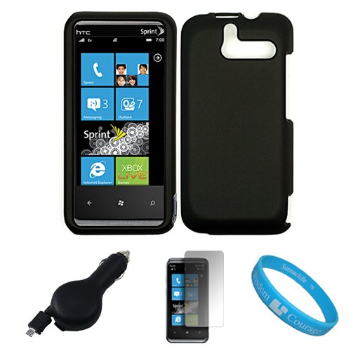 Black 2 Piece Protective Shield Deflector Crystal Hard Case for Sprint HTC Arrive Windows Mobile Smartphone + INCLUDES!!! Clear Screen Protector for HTC Arrive Windows Phone 7 + INCLUDES!!! Black Retractable Car Charger with IC Chip + INCLUDES!!! SumacLife TM Wisdom Courage Wristband 51pJqP2JoGL Black 2 Piece Protective Shield Deflector Crystal Hard Case for Sprint HTC Arrive Windows Mobile Smartphone + INCLUDES!!! Clear Screen Protector for HTC Arrive Windows Phone 7 + INCLUDES!!! Black Retractable Car Charger with IC Chip + INCLUDES!!! SumacLife TM Wisdom Courage Wristband