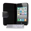 Yousave Accessories TM Premium Black Leather Wallet Flip Case Cover For The Apple iPhone 4 / 4S With Screen Protector For The 4G 4th Generation