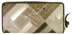 Coach Khaki Patchwork Accordian Zip Around Wallet 41702