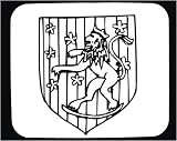 Decorated Mouse Pad with "black and white", lion, symbol, Estonia, sign, Europe, emblem, shield, "coat of arms", crown, flag, floral, animal