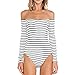 Cheapcotton Women's Black Stripe Shoulderless Leotard (L)