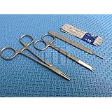 3 PCS PREMIUM OR GRADE SUTURE LACERATION KIT SUTURE STITCH SCISSORS 4.5 + WEBSTER NEEDLE HOLDER 5 SMOOTH JAWS+ SCALPEL KNIFE HANDLE #4 + 5 STERILE BLADE #22 (HTI BRAND) Model: 13727120304BL22HTI