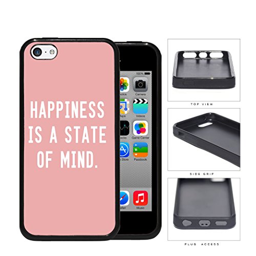 Happiness is a State of Mind Quote with Light Pink Background Rubber Silicone TPU Cell Phone Case Apple iPhone 5c