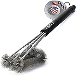 Qually United&reg; - a Must Have 18" Best BBQ Grill Brush 3 in 1, Durable and Effective, Barbecue Grill Brush Bristles are Made of Stainless Steel Woven Wire - a Perfect Gift for All Barbecue Lovers