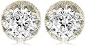 Platinum Overlay Sterling Silver "100 Facets Collection" Round Cubic Zirconia Stud Earrings